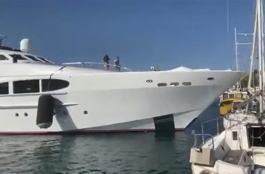 Out-of-Control Superyacht Crushes Yacht