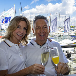 Diane and Kevin home demonstrating how get into Beneteau Cup mode.