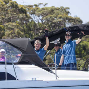 Knot A Diamond with Ariel Miners from sponsor MitchCap on the right enjoying his first day out sailing.